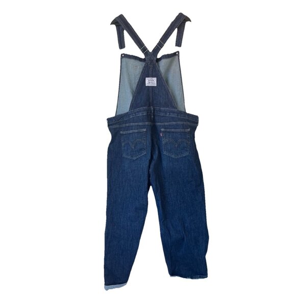 Levi’s Premium Denim Overalls Women’s 24W NWT Dark Wash Relaxed Fit Workwear Jum - Picture 2 of 7